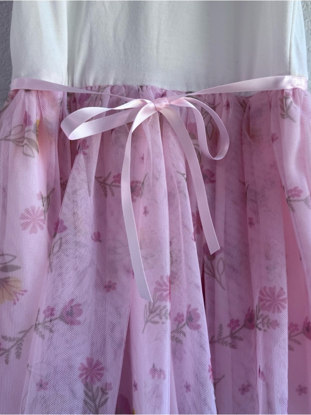 lilt White & Pink Floral Dress With Tulle Skirt - Picture 13 of 14